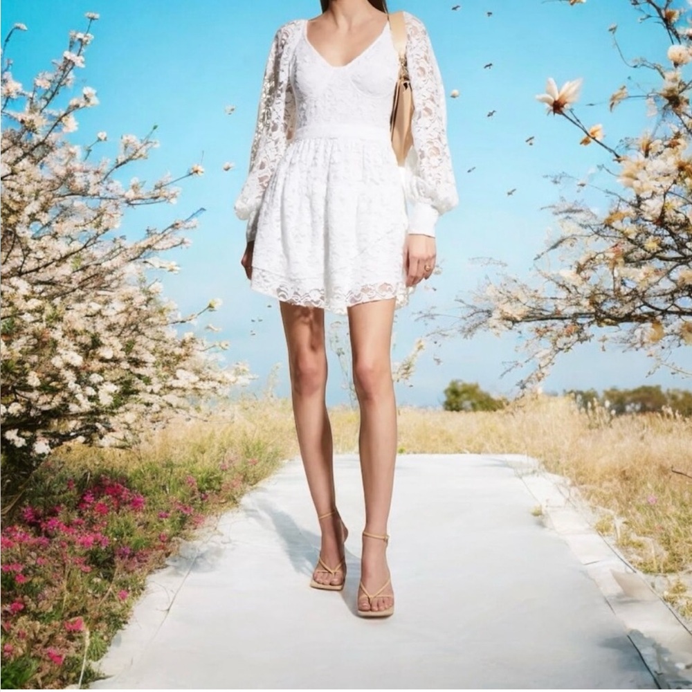LoveShackFancy Alela Elegant White Lace Dress NWT
